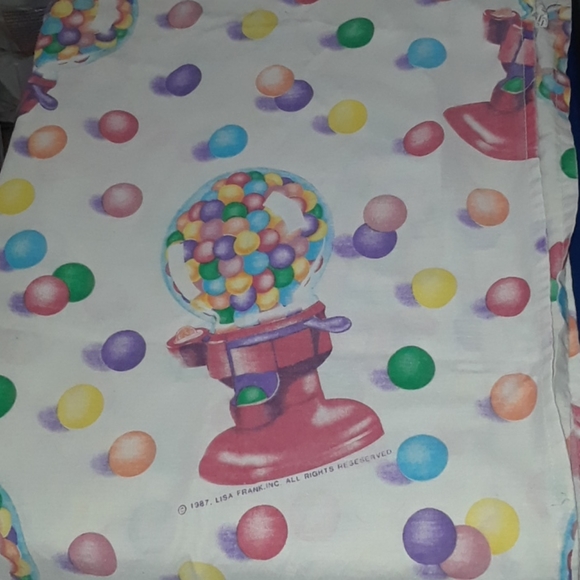 Lisa Frank Bubble Gum Ball Machine Rainbow Twin Flat Sheet 80s 90s y2k - Picture 2 of 4